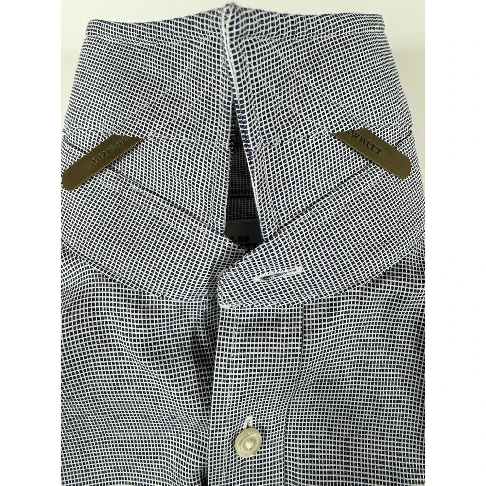 Charles Tyrwhitt Button Up Shirt Mens 16 1/2 /36 Navy Check Non Iron Classic Fit